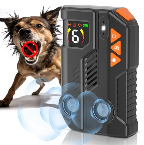 Anti Bell Gerät Hunde Antibell Ultraschall Gerät mit AI-Erkennung, Hundeabwehr Ultraschall 2 Sender, Hunde Bellen Stoppen Innen & Außen, 6 Empfindlichkeit und 3 Intensität, IPX6 Wiederaufladbar