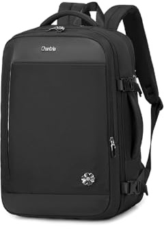 Cassia Expandable Travel Backpack 30L for 15 Inch Laptop – Water-Resistant Polyester Carry On Bag with Hidden Pocket, Multi-Storage Compartments & Stylish Design Black