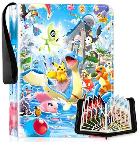 Classeur Carte, Album Carte Porte, 4 Poche Binder Capacité 400 Cartes, Livre Carte Cuir Imperméable Cahier