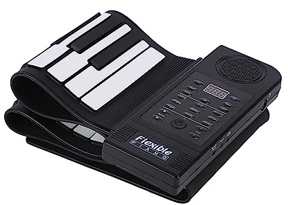 Chrees Tastiera flessibile, 28 × 24 × 10, portatile, con ruote da 61 kKE, in silicone morbido, flessibile, elettronica, digitale, tastiera per pianoforte