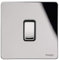 Schneider Electric Ultimate Screwless Flat Plate - Single 2 Way Light Switch, 16AX, GU1412BPC, Polished Chrome with Black Insert
