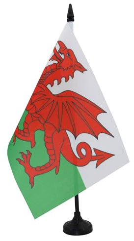AZ FLAG - Tischflagge Wales - 21x14 cm - Walisische Tischfahne 14 x 21 Cm - Flaggen