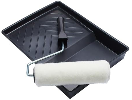 ProDec Contractor 9 inch x 1.75 3 Piece Medium Pile Polyester Paint Roller, Cage Frame and Tray Set for Painting with Emulsion Paints on Interior Walls and Ceilings, 9