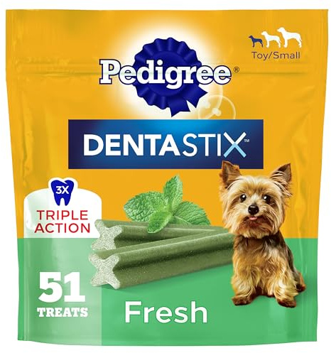 Pedigree Dentastix Dental Chews for Dogs, Small and Toy Breed Dog Treats, Fresh Flavor, 12.31 oz. Bag (51 Treats Total)