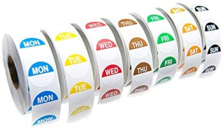 We Can Source It Ltd - Food Label Colour Coded Day Dots - Full Week 1000 Stickers per Day | Food Rotation Labels with Day Dot Dispenser for Commercial Kitchen, Restaurants, and Catering Outlets