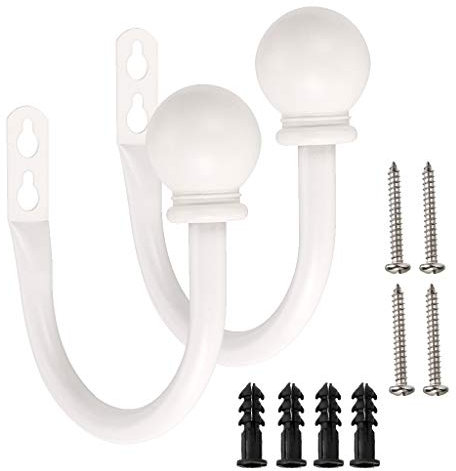 Bstkey Ein Paar leichte Metall-Vorhanghaken – Retro-Wandbefestigung für Vorhang, Raffhalter, Vorhangquaste, Vorhanghalter weiß