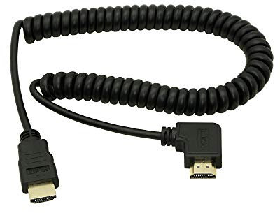 Cable HDMI Cerrxian de Ángulo Izquierdo, Chapado en Oro, en Espiral, Compatible Con 2K 4K (30 Hz), Retorno de Audio