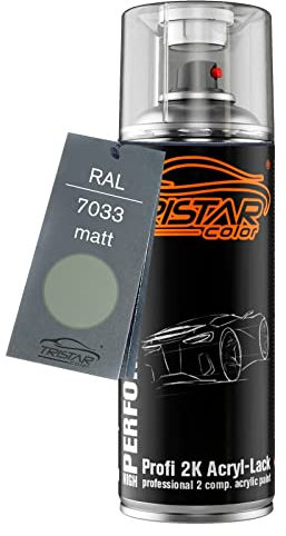 TRISTARcolor RAL 7033 Zementgrau mat Bombe de peinture acrylique 2K aérosol peinture à vaporiser peinture à pulvériser 400 ml séchage rapide