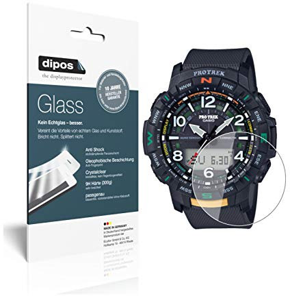 dipos I 2X Displayschutz klar kompatibel mit Casio PRT-B50 Pro Trek Schutzfolie 9H Anti-Shock