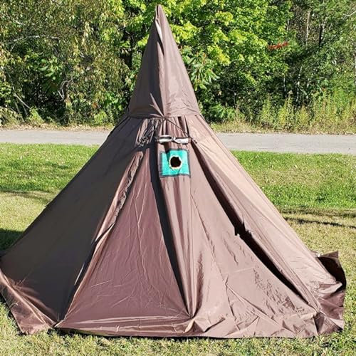 Tipi de camping portable étanche avec trou pour poêle Marron