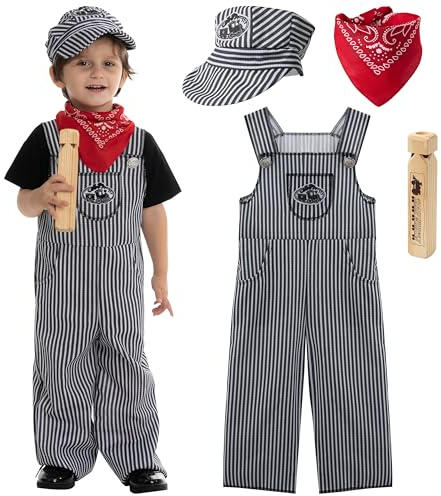 Spooktacular Creations Costume d'ingénieur de train pour enfants, unisexe, pour enfants garçons - Costume d'ingénieur pour Halloween, jeu de rôle (12-24 mois)