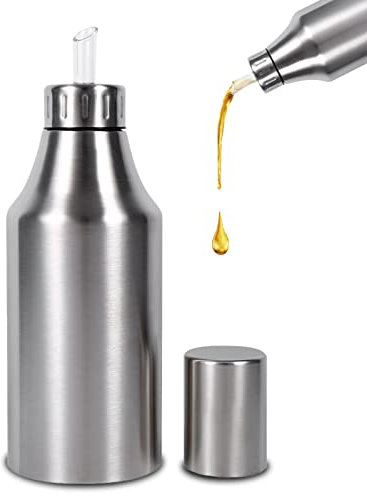 Distributeur d'huile d'olive 1000ml, Bouteille d'huile et bouteille de vinaigre,bouteille huile,Bouteille d'huile en Acier Inoxydable avec Bec verseur sans Goutte pour Huile et vinaigre