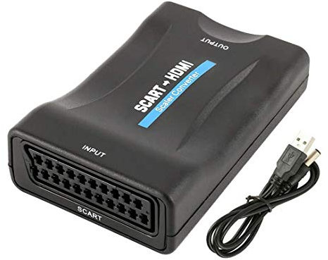 Gler. Convertidor de Euroconector a HDMI 1080p/720p - Adaptador Compatible Con Proyector, Monitor HDTV, STB, VHS, Xbox, PS3, Sky, Reproductor Blu-ray