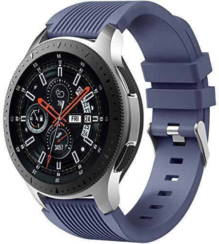 Dirrelo Armband Kompatibel mit Samsung Galaxy Watch 3 45mm/Galaxy Watch 46mm/Huawei GT 2 46mm, 22mm Weiche Silikon Sport Armbänder Ersatz für Samsung Gear S3 Frontier für Herren Damen, Blau Grau