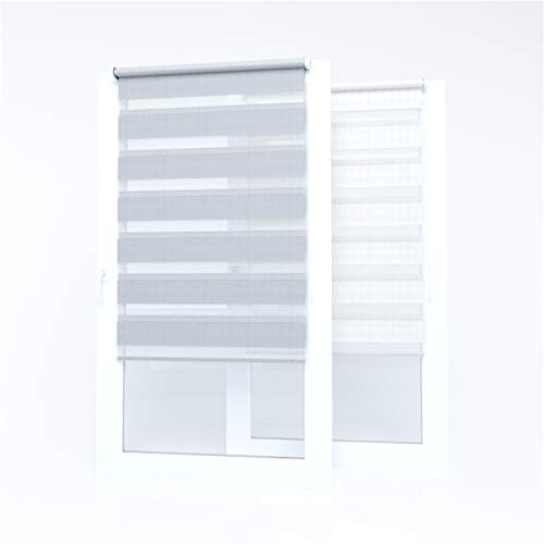 Market-Alley Doppelrollo Klemmfix Rollos ohne Bohren Klemmrollo Duo Rollo Fensterrollo lichtdurchlässig & verdunkelnd für Fenster und Tür (Grau / 65cm x 150cm / BxH)