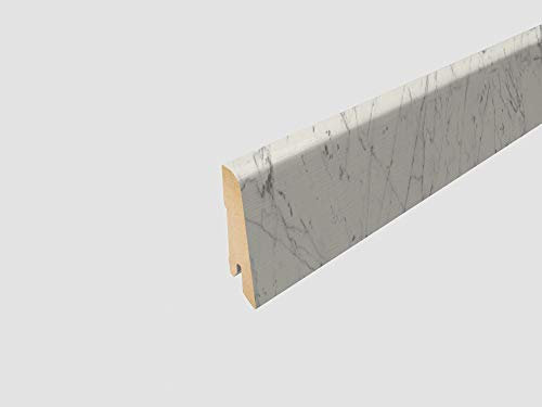 EGGER Sockelleiste 6 cm L577 passend zu Fußboden Berdal Marmor, Berdal Marmor (Maße: 60 x 17 x 2400 mm), Weiß