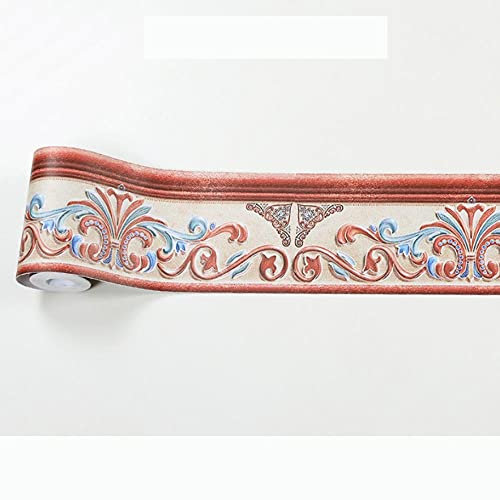 Tapetenbordüre, selbstklebend, rot, Wandaufkleber, Bordüre, abnehmbar, wasserdicht, Tapeten-Aufkleber, Dekoration für Wohnzimmer, Badezimmer, Küche, Fliesen, 10 x 500 cm