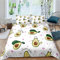Bettwäsche 135x200 cm Weiß mit Avocado Muster, Bettwäsche Set 2 Teilig Sanfte Mikrofaser Bettbezug mit Reißverschluss und 1 Kissenbezug 80x80cm