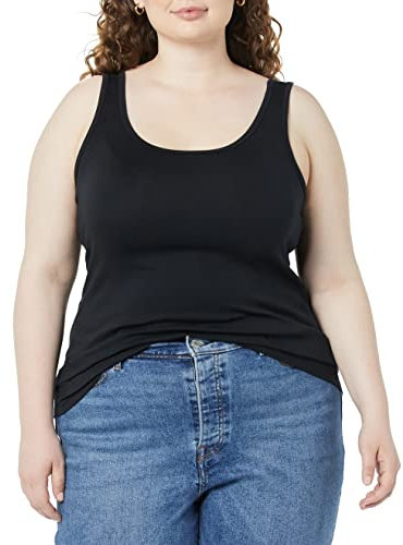 Amazon Essentials Camiseta de tirantes de talla grande Mujer, Pack de 2, Negro/Verde Oliva Oscuro, 3XL Grande