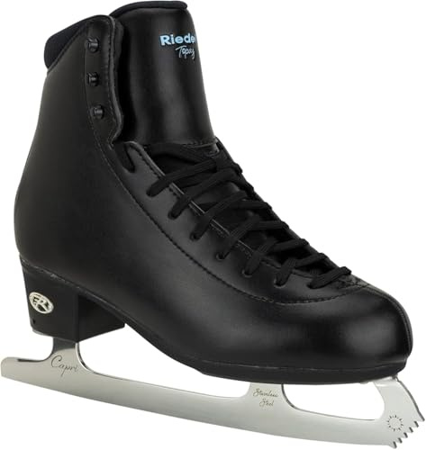 Riedell Topaz Adult Figure Ice Skates for Women and Men, Black - 10