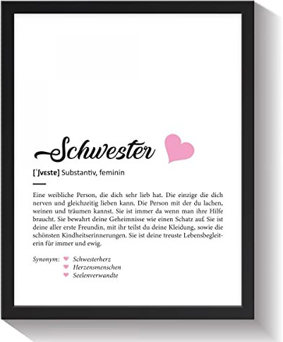 GRAVURZEILE Definition Poster, Kunstdrucke & Worterklärung auf DIN A4 Premium-Foto-Papier Größe DIN A4, Farbe Schwester Geschenk