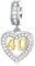 40th Anniversary Charms passen meine erste Pandora Muttertag Armband, 18K goldene Zahl 40 Dangle, 925 Sterling Silber 40th Geburtstag Herz Halskette Perlen mit CZ, Geschenke für Mama/Damen/Freunde