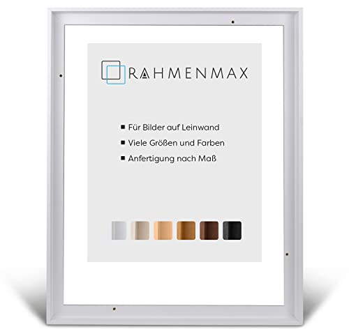 RahmenMax® Luzern Schattenfugenrahmen 60x80 cm aus lackiertem Massiv Holz/Rahmen für Leinwand/Bilderrahmen für Keilrahmen/Leinwandrahmen in Weiß - Maßanfertigung möglich