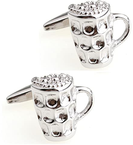 MAYIYAHO Männer Geschenk Biertasse Manschettenknöpfe Neuheit Bier Trinken Design Silber Farbe Kupfer Material