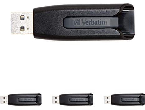 Verbatim Store 'n' Go V3 USB-Stick, USB-3.2 Gen1, 32 GB, Speicherstick mit Schiebemechanismus, USB-3 mit SuperSpeed-Schnittstelle, externer Speicher für Laptop Notebook & Co, schwarz, 4er Pack
