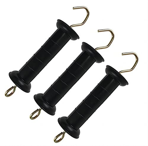 Bamboo's Grocery LoKii Electric Fence Gate Handle with Spring, Plastic Gate Handle Insulators, Black, 3Pcs