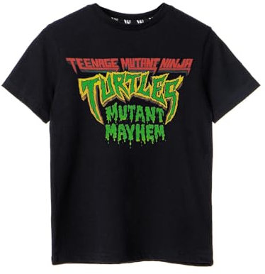 TEENAGE MUTANT NINJA Turtles Mutant Mayhem Schwarzes Kurzarm-T-Shirt | Kurzärmeliges Retro-Mode-T-Shirt für Kinder | Nostalgische 90er-Jahre-Cartoon-Kleidung | TMNT Geschenkartikel