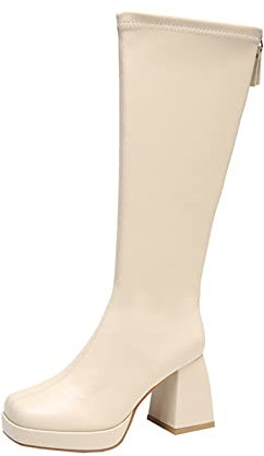 Stivali Alti Donna Bianchi Stivali Alti Donna Neri Stivali Moto Donna 39 Stivali Donna Invernali Bassi Stivaletti Cowboy Western Ciabatte Donna estive Infradito Sandali Uomo B-Beige 37
