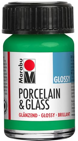 Marabu Porzellan Keramik & Glas Glanzfarbe Apfel 15ml, zum Malen und Stempeln auf Wasserbasis, abwaschbar, spülmaschinengeeignet