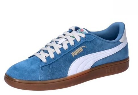 PUMA Unisex Smash 3.0 Year of Sports Sneaker, Blue Horizon White-Gum, 42.5 EU