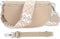 Blade Bauchtasche Damen Echtleder, stylische Gürteltasche Damen mit 2 gemusterten und Leder abnehmbaren & verstellbaren Breiten Gürteln, Crossbody Bag Damen, Hochwertige Tasche für Frauen-BEIGE