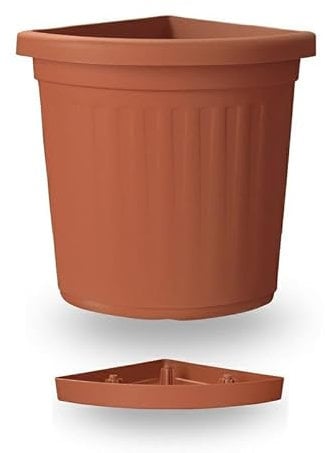 mille idee Fioriera vaso angolare ad angolo in plastica colore terracotta 35x50h