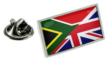 United Kingdom UK & South Africa Split Flag Silver Lapel Pin Badge