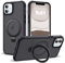 Zalinbo für iPhone 11 Hülle [O-Ring Stand & Unsichtbarer Ständer] Magnetkraft Handyhülle iPhone 11 Case All-in-One Matt Stoßfest [Militärschutz] Schutzhülle Dünn, Schwarz
