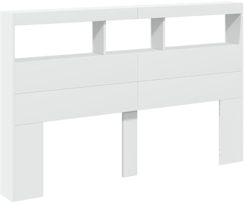 vidaXL LED-Kopfteil mit Ablagen Weiß 160x17x102 cm