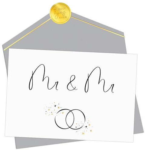 Joli Coon Hochzeitskarte Mr und Mr - Klappkarte zur Hochzeit mit Kuvert und goldenem Siegelsticker - Hochzeitskarte gleichgeschlechtlich