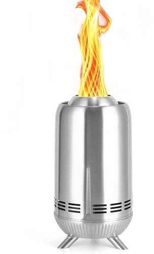 XL Tisch-Feuerstelle, Edelstahl-Outdoor-Ofen, raucharme Verbrennung Tragbare Feuerstellen Feuerstelle mit Pellets oder Holz befeuert, für Stadt & Vororte, mit Reisetasche,30.6x16.3cm