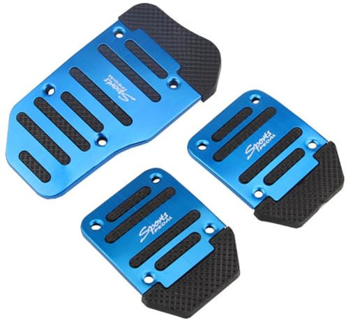 Auto-Fußpedale,Fußpedal Pedalkappen, Auto Pedale Abdeckung,Aluminium Auto Pedal Abdeckung,Rutschfeste Bremsfußpedale,Universal Aluminium Rutschfeste Bremsfußpedale,Bremsen Abdeckplatte,Blau