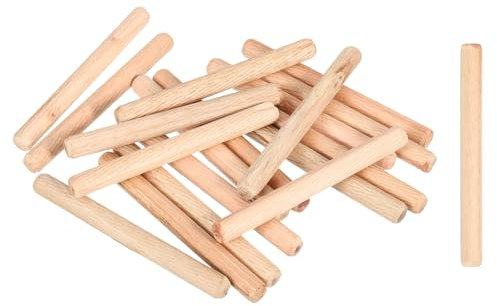 sourcing map 30 Stück 10 mm x 100 mm Holzdübelstifte, geriffelte Holz, abgeschrägte Enden, konische Dübel, Hartholzheringe, geriffelte Holzdübel für Möbel, Handwerk, Heimwerker, 30 Stück