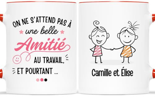 𝗖𝗔𝗗𝗘𝗔𝗨 𝗣𝗟𝗨𝗦 Mug Personnalisé Prénom - Une Belle Amitié au Travail - Cadeau Pour Collègue, Cadeau Personnalisé Collegue, Tasse Personnalisable Collegue, Mug Meilleure Collegue