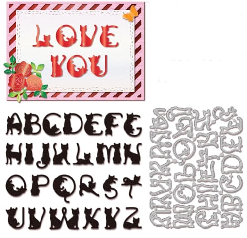 GLOBLELAND Stanzformen Mit Katzenalphabet Für Heimwerker Scrapbooking Metall Stanzformen Mit Katzenbuchstaben Künstler Stanzungen Für Die Kartengestaltung Prägung Fotoalbum Bastel Dekor