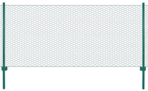 staketenzaun hoch,zaun garten,Maschendrahtzaun mit Pfosten Stahl 25 x 1 m GrünGeeignet für Gärten, Zäune, Ästhetik