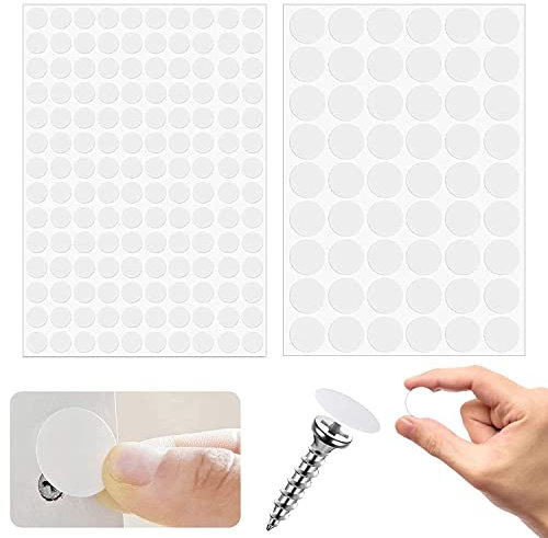 194 Pièces Cache Vis Blanc, Ø12mm/21mm Cache Vis Auto-adhésifs, PVC Autocollants pour Trous de vis, Cache Trou Meuble Cache Vis, Cache pour Vis Trou Autocollants de Couverture Meubles pour Vis
