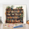 TISHIRON Kit de peinture par numéros pour adultes, bibliothèque en bois de style vintage avec plantes et vases - Peinture par numéro sur toile - Peinture à l'huile colorée pour décoration murale
