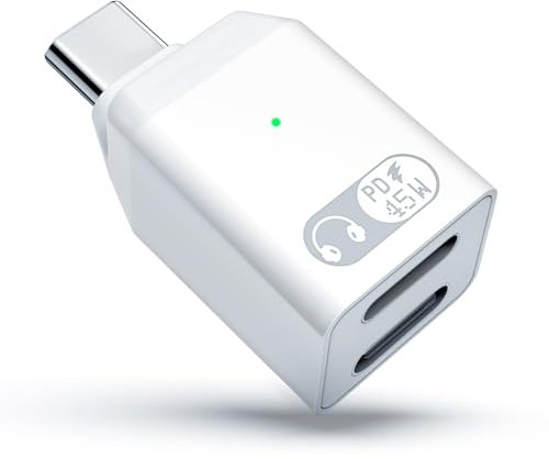 TiMOVO for Lightning to USB C Audio Adapter with Charging Port, 2-in-1 USB C to Light-ning Adapter for Headphone Supports 45W Fast Charging for iPhone16/15 Series, iPad, Not for Data Transfer, White