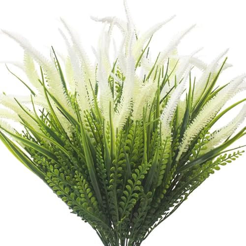 Shirfloral Fuchsschwanz-Gras, künstliche Pflanzen für den Außenbereich, UV-beständig, künstliche Kunststoffsträucher, Kunstpflanzen, Außenbereich, Garten, Fenster, Kasten, Pflanzgefäße, Veranda,